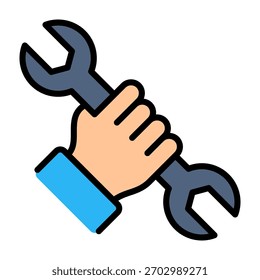 Ícone de chave inglesa Cor linear Design Vetor Illustration