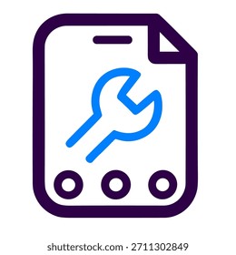 Icono de llave inglesa. Una Ilustración vectorial lineal del icono de la llave aislado en el fondo blanco.
