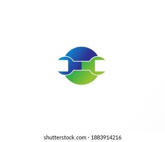 wrench icon logo design template