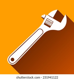 Wrench Icon, Maintenance Concept, Long Shadow, Vector Illustration