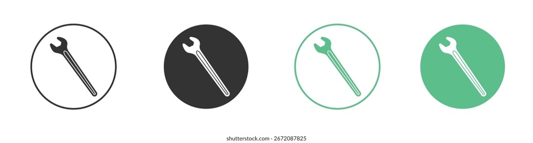 Wrench icon Minimal Flat Line Vector Icon Set.