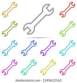 wrench icon in multi color. Simple outline vector of web, minimalistic set for UI and UX, website or mobile application