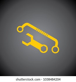 Wrench icon on black background.