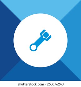 Wrench Icon on Blue Background. Eps-10.