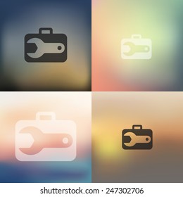 wrench icon on blurred background