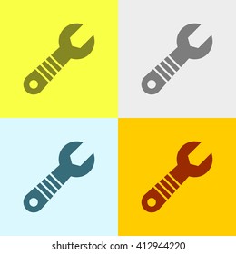 Wrench Icon on Four Different Backgrounds. Eps-10.