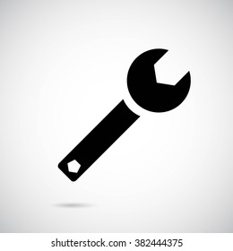Wrench  icon on gray background. Vector art.