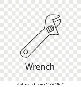 Wrench icon on transparency background. Vector illustration.