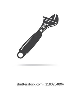 Wrench icon on the white background. Tool isolated icon