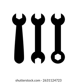 Schraubenschlüssel-Symbol auf weißem Hintergrund, Vektorgrafik-Design.