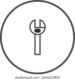 Icono de la llave en el fondo blanco, símbolo de la herramienta, concepto de diseño minimalista