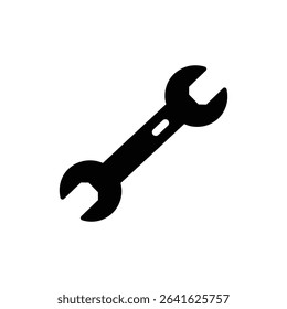 Wrench icon with open jaw end for tools