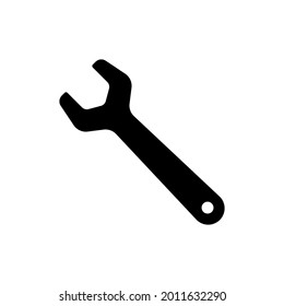 Wrench icon. Open-end wrench. Black silhouette. Vector simple flat graphic illustration. The isolated object on a white background. Isolate.