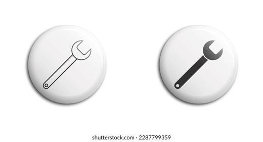 Wrench icon. Outline and flat design. Vector illustration.