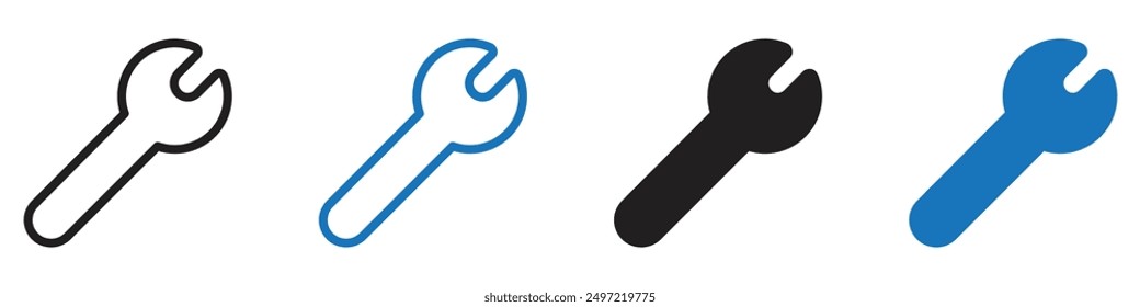 Wrench icon outline line set sign for web app