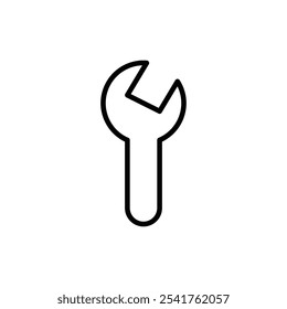 Wrench icon Outline set in black and white color