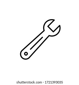 wrench icon outline vector. isolated on white background