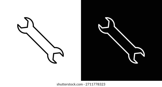 Contorno del icono de llave inglesa. Vector aislado pictograma para el Web