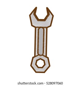 wrench icon over white background. repair tools concept. sketch and draw design. vector illustration
