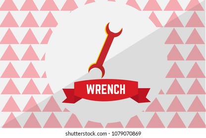 wrench icon with a picture of a flat red creature used as a logo or an extra icon in tools development