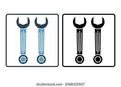 Icono de llave. icono relacionado con la configuración y el ajuste. adecuado para Sitio web, App, interfaces de usuario, imprimible, etc. estilo de icono sólido. diseño de Vector simple editable