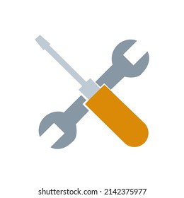 wrench icon with a screwdriver on a white background, vector illustration