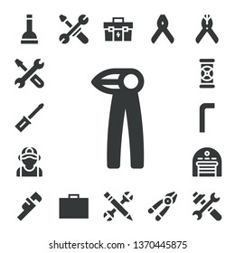 wrench icon set. 17 filled wrench icons.  Simple modern icons about  - Plunger, Repair, Screwdriver, Pliers, Plumber, Pipes, Allen keys, Garage, Wrench, Tools, Toolbox, Configuration