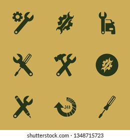 wrench icon set with wrench hammer, update hours and car repair vector illustration