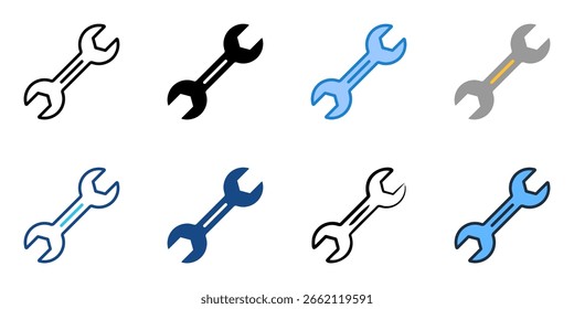 Wrench icon set multiple style collection 
