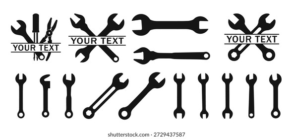 Conjunto de iconos de llave Icono de reparación Icono de herramientas Símbolo de llave inglesa