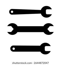 Conjunto de ícones de chave inglesa. ícone de reparo vetor. ferramentas ícone vetor, símbolo de chave, conjunto de sinais de chave mecânica. Sinal de ferramenta de manutenção mecânica profissional para designs de interface do usuário.