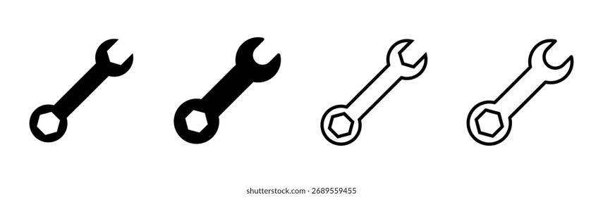ícone de chave inglesa conjunto. ícone de reparo vetor. ferramentas ícone vetor