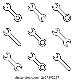 Wrench icon set. Vector illustration.