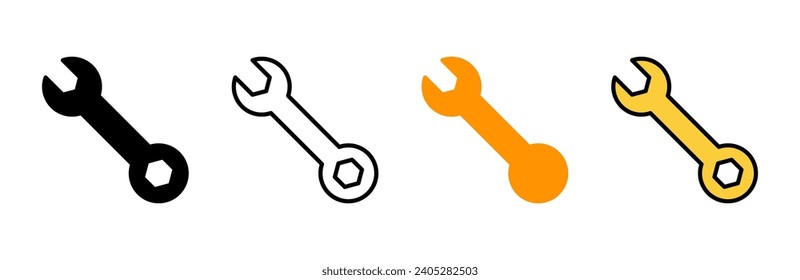 Vektor für die Verwendung von Symbolen mit Schlüssel. Reparatursymbol. Werkzeugzeichen und Symbol
