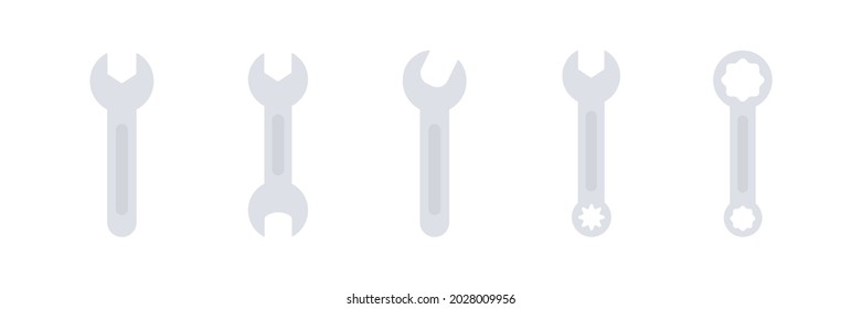 Wrench icon set. Work tools flat collection. Vector isolated on white