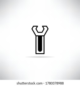 wrench icon with shadow on gray background vector