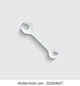 Wrench Icon with shadow on a grey background
