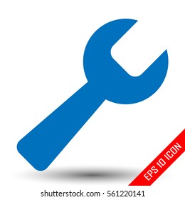 Wrench icon. Wrench sign. Simple flat logo of wrench on white background. Vector illustration.