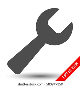 Wrench icon. Wrench sign. Simple flat logo of wrench on white background. Vector illustration.