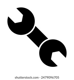 wrench icon, silhouette vector isolated on white background. simple and modern design