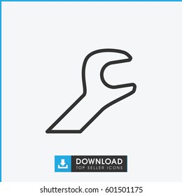 wrench icon. simple outline wrench vector icon. on white background.