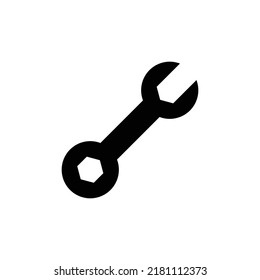 Wrench icon. Simple solid style. Tool, key, spanner, mechanical concept. Glyph vector symbol illustration isolated on white background. EPS 10.