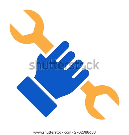Wrench Icon Solid Color Design Vector Illustration