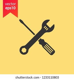 Wrench icon. Spanner icon. Repair icon. Engineer work tools vector sign. Mechanic tools sign. Toolkit icon. EPS 10 flat symbol.