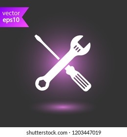 Wrench icon. Spanner icon. Repair tool icon. Engineer work tools vector sign. Mechanic tools sign. Toolkit icon. EPS 10 flat symbol.