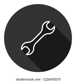 Wrench icon. Spanner icon. Repair tool sign. Engineer work tools vector sign. Mechanic tools sign. Toolkit icon. EPS 10 flat symbol. Round icon with shadow