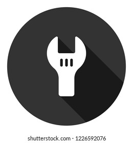 Wrench icon. Spanner icon. Repair tool sign. Engineer work tools vector sign. Mechanic tools sign. Toolkit icon. EPS 10 flat symbol. Round icon with shadow