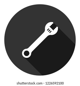 Wrench icon. Spanner icon. Repair tool sign. Engineer work tools vector sign. Mechanic tools sign. Toolkit icon. EPS 10 flat symbol. Round icon with shadow