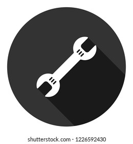 Wrench icon. Spanner icon. Repair tool sign. Engineer work tools vector sign. Mechanic tools sign. Toolkit icon. EPS 10 flat symbol. Round icon with shadow