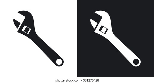Wrench icon, stock vector. Two-tone version on black and white background